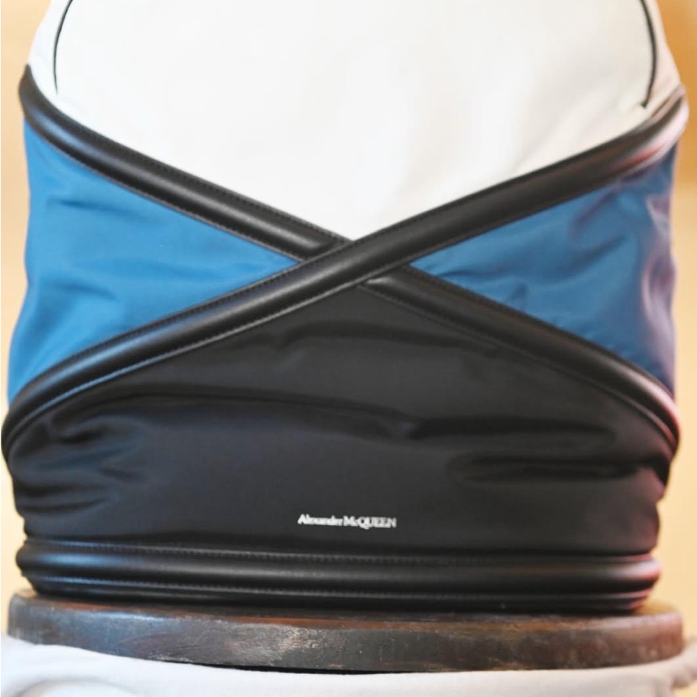 Alexander McQueen White, Blue, and Black Bag